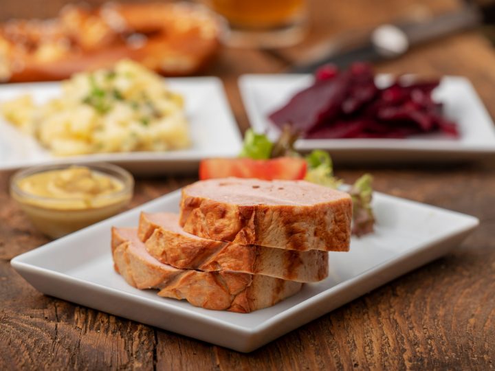 Leberkäse, rote Bete, Kartoffelsalat